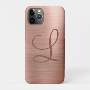 Capa Para iPhone 11 Pro Monograma Dourado de Rosa com metal escovado inici