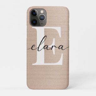 Capa Para iPhone 11 Pro monograma elegante de ouro rosa-rosado Glam metal