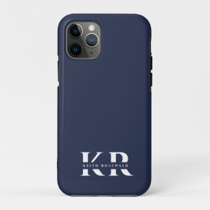 Capa Para iPhone 11 Pro Monograma Elegante Minimalista Marinho Escuro Bran
