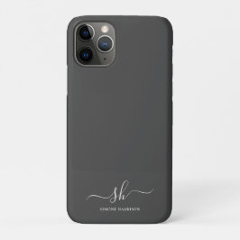 Capa Para iPhone 11 Pro Monograma Elegante Moderno Personalizado