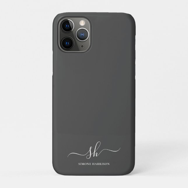 Capa Para iPhone 11 Pro Monograma Elegante Moderno Personalizado (Verso)