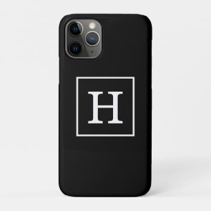 Capa Para iPhone 11 Pro Monograma inicial com quadro branco preto