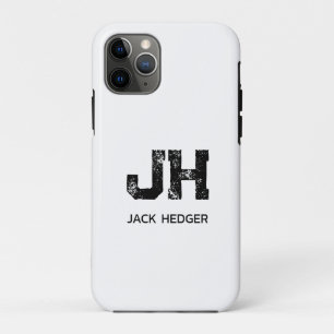 CAPA PARA iPhone 11 PRO MONOGRAMA MINIMALISTA PRETO DE DUAS LETRAS NOME BR