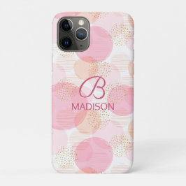 Capa Para iPhone 11 Pro Monograma Moderno Rosa Glitter Personalizado
