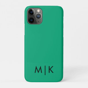 Capa Para iPhone 11 Pro Monograma moderno verde azul e preto