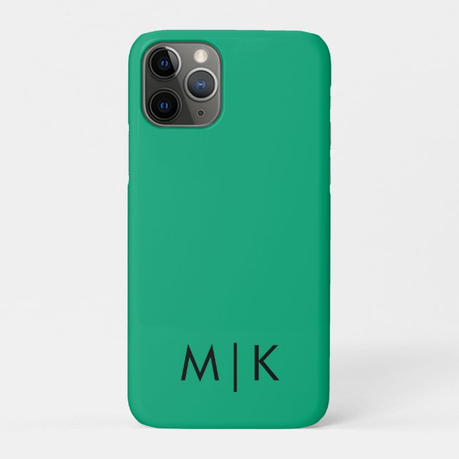 Capa Para iPhone 11 Pro Monograma moderno verde azul e preto (Verso)