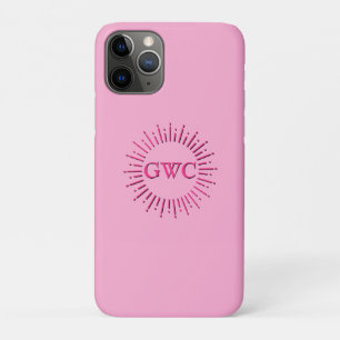 Capa Para iPhone 11 Pro Monograma Personalizado de Burst Sun Cor-de-rosa c