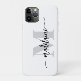 Capa Para iPhone 11 Pro Monograma Prata Preta Preta