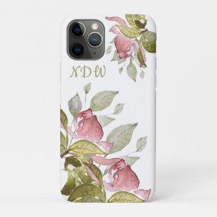 Capa Para iPhone 11 Pro Monograma, Rosas, Elegante,