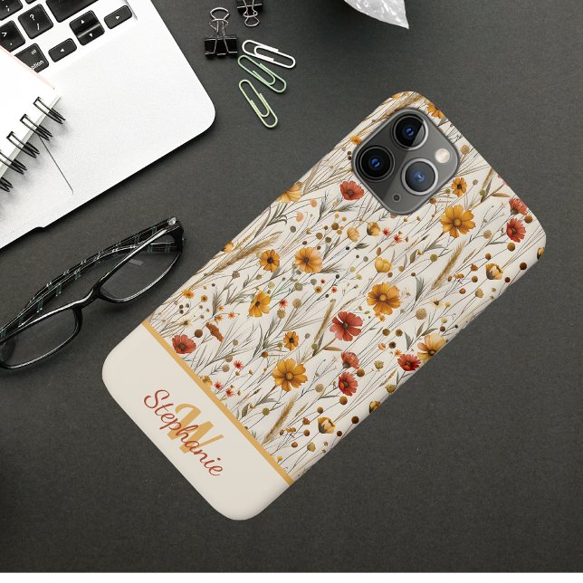 Capa Para iPhone 11 Pro Monograma Rustic Wildflower - Padrão Floral Boho (Criador carregado)