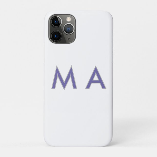 Capa Para iPhone 11 Pro Monograma simples roxo cinza adicione seu nome mod (Verso)