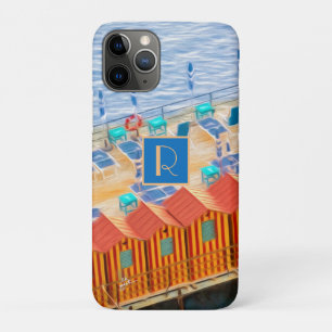 Capa Para iPhone 11 Pro Monograma Sorrento Itália Praia Cabanas