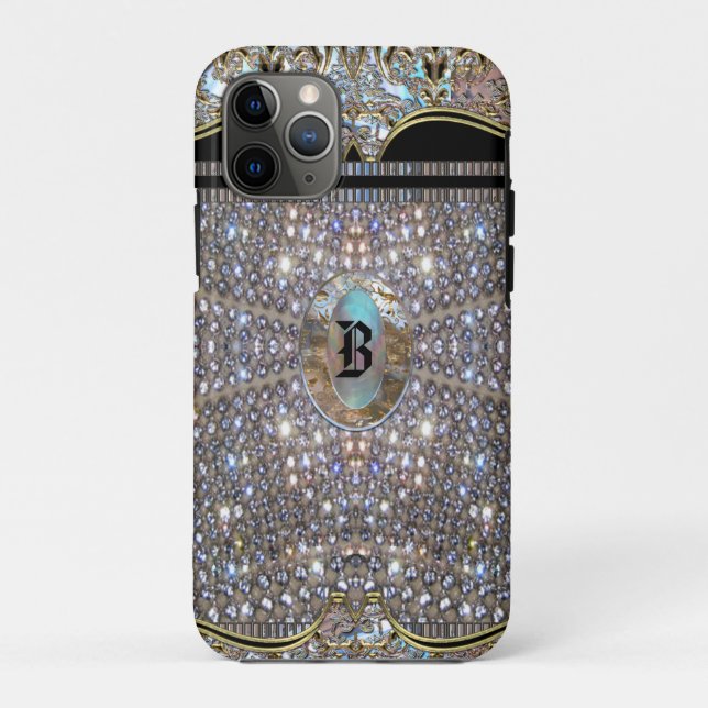 Capa Para iPhone 11 Pro Monograma Único de Chic Elegante Digloos (Verso)