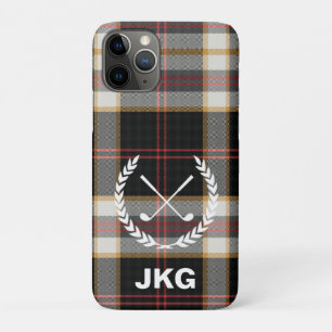 Capa Para iPhone 11 Pro Monogramas Black Xadrez Golf Clubs Laurel Wreath