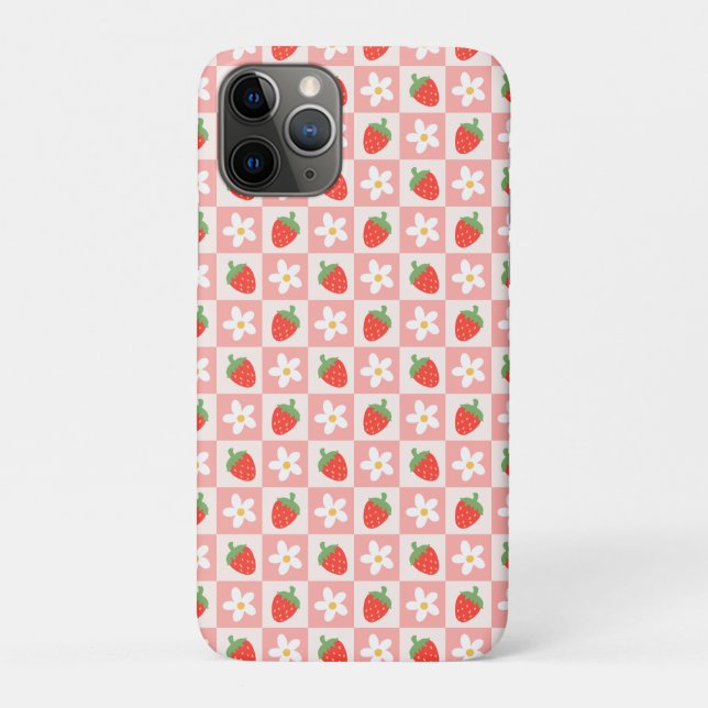 Capa Para iPhone 11 Pro Morangos E Flores Doce (Verso)