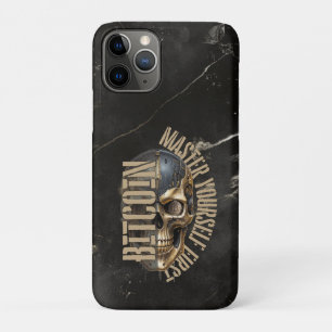 Capa Para iPhone 11 Pro Motivação BTC Caveira Mármore Dourado