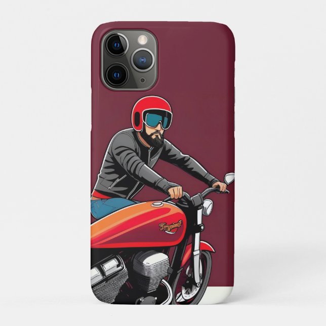 Capa Para iPhone 11 Pro Motociclo vermelho retroativo ilustrado (Verso)