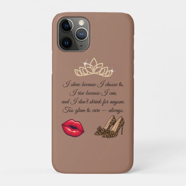 Capa Para iPhone 11 Pro Muito Glam Para se Importar – Citação Chic (Verso)