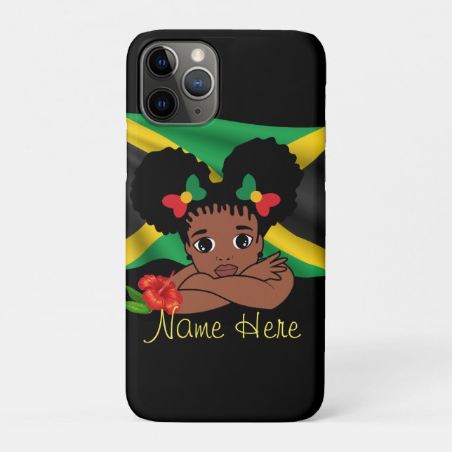 Capa Para iPhone 11 Pro Mulher de Bandeira jamaicana personalizada (Verso)