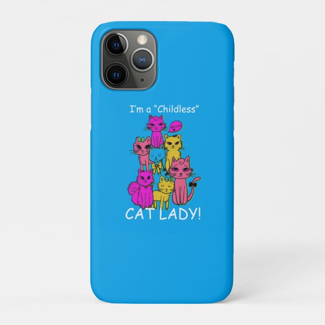 Capa Para iPhone 11 Pro Mulher Gato Sem Fios - Design de Gato de Cartoon (Verso)