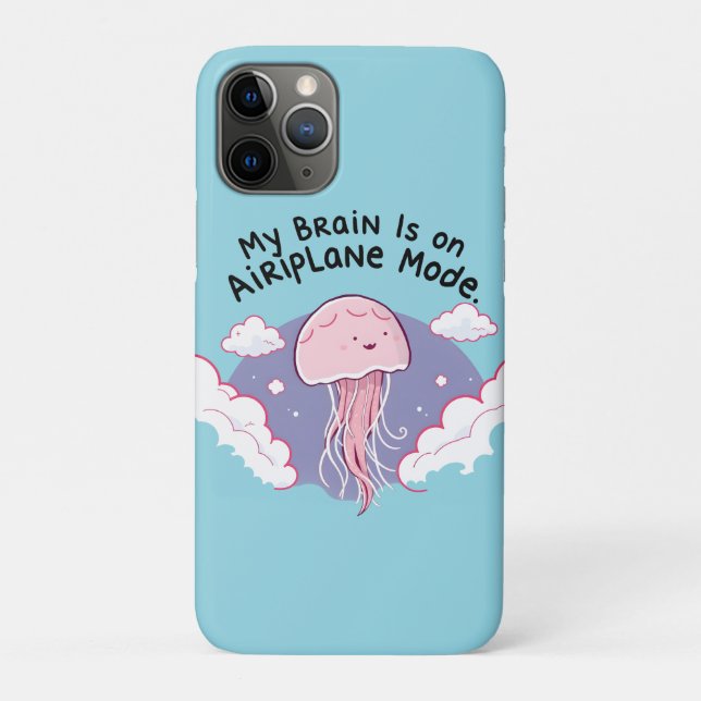 Capa Para iPhone 11 Pro My Brain Airplane Mode Funny Jellyfish Brain Fog  (Verso)