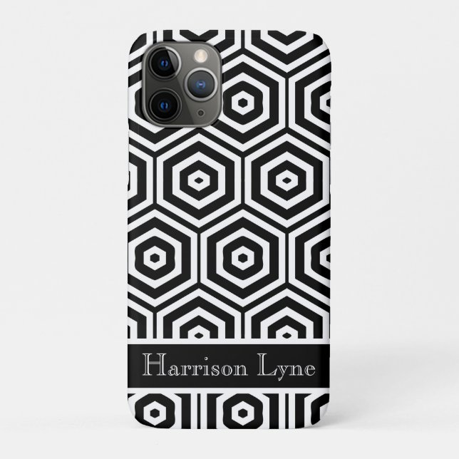 Capa Para iPhone 11 Pro Na moda personalizado moderno preto e branco (Verso)