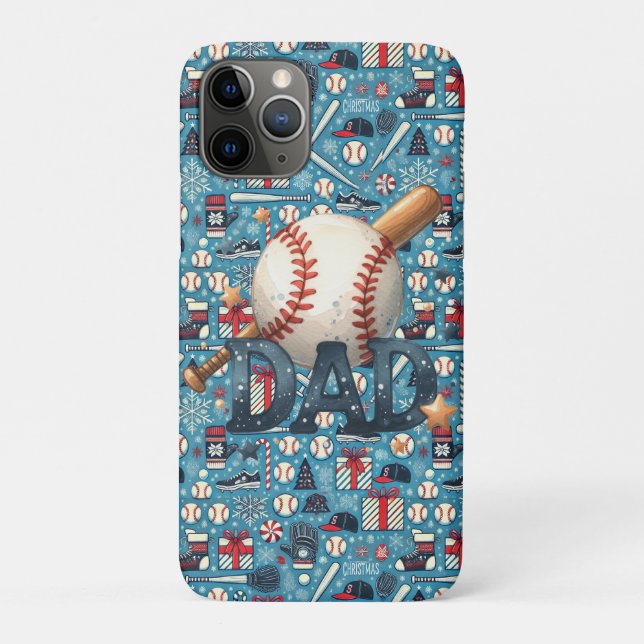 Capa Para iPhone 11 Pro Natal do Pai de baseball em um fundo azul (Verso)