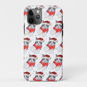 Capa Para iPhone 11 Pro Natal engraçado de gato tabby cinza e branco