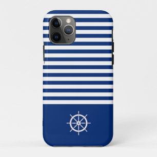 Capa Para iPhone 11 Pro Náuticas+Barras Azul+Branco