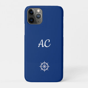 Capa Para iPhone 11 Pro Navios Náuticos Azul de Roda+Branco (Personalizar)