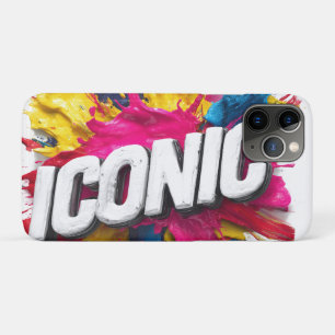 Capa Para iPhone 11 Pro Negrito Texto Branco "ICONIC" com Salpico de Tinta