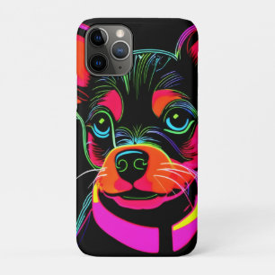 Capa Para iPhone 11 Pro Neon Canine Puppy Art