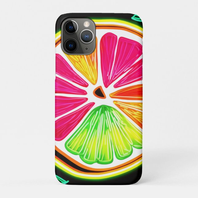 Capa Para iPhone 11 Pro Neon Citrus Fruta Fiesta (Verso)