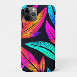 Capa Para iPhone 11 Pro Neon Feather Pattern Vibrant Art