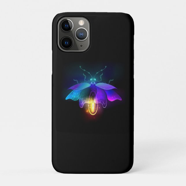 Capa Para iPhone 11 Pro Neon Firefly a preto (Verso)