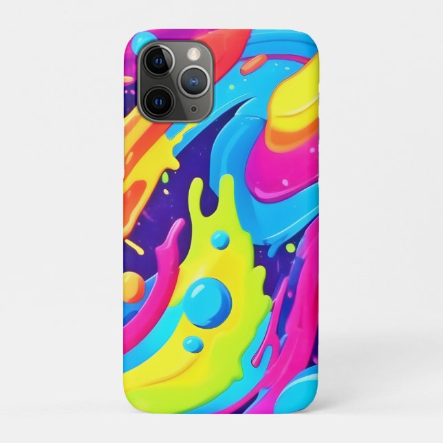 Capa Para iPhone 11 Pro Neon Fluid Art (Verso)