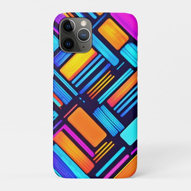 Capa Para iPhone 11 Pro Neon Geométrico Abstrato (Verso)