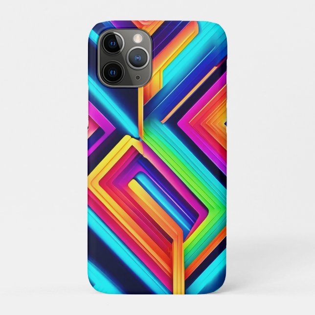 Capa Para iPhone 11 Pro Neon Geométrico Abstrato Art (Verso)