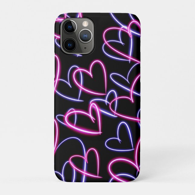 Capa Para iPhone 11 Pro Neon Hearts (Verso)