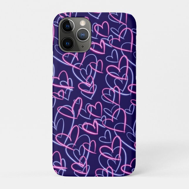 Capa Para iPhone 11 Pro Neon Hearts (Verso)