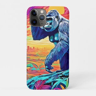 Capa Para iPhone 11 Pro Neon Jungle Gorilla Urban Fantasy