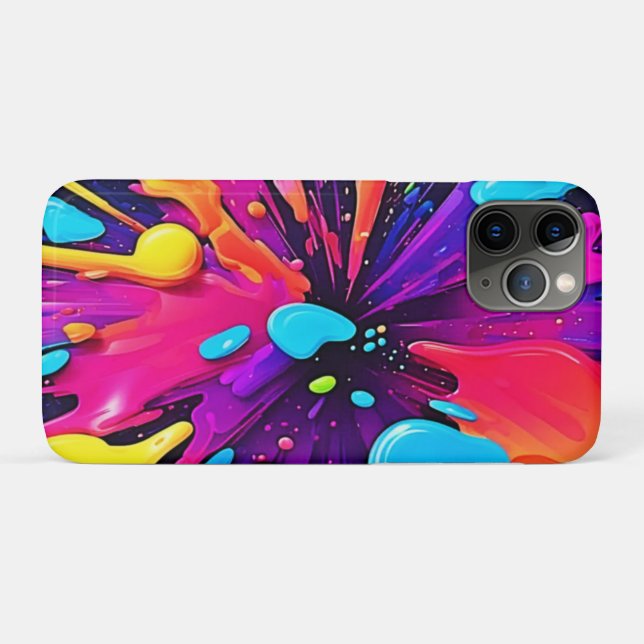 Capa Para iPhone 11 Pro Neon Paint Burst Art (Verso (horizontal))