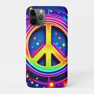 Capa Para iPhone 11 Pro Neon Peace Símbolo Art