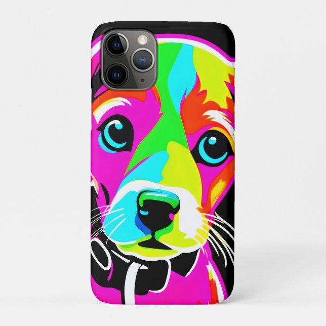 Capa Para iPhone 11 Pro Neon Puppy Pop Art (Verso)