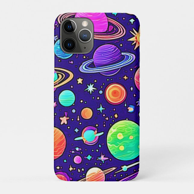 Capa Para iPhone 11 Pro Neons Fluidos: Planetas e Estrelas (Verso)