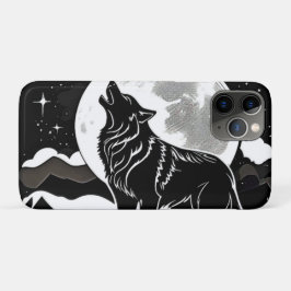 Capa Para iPhone 11 Pro Night Wolf Silhouette Design