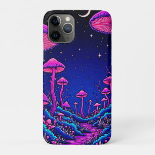 Capa Para iPhone 11 Pro Noite de Floresta Psicodélica de Cogumelos