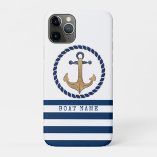 Capa Para iPhone 11 Pro Nome da embarcação náutica,Marinho de ancoragem re
