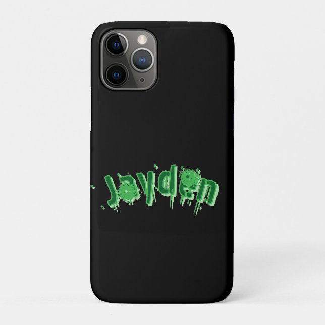 Capa Para iPhone 11 Pro Nome Jayden Verde, (Verso)
