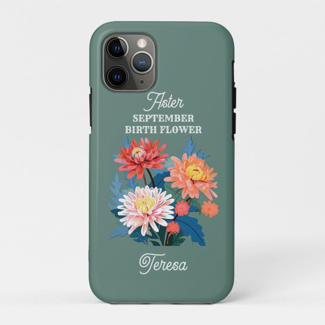 Capa Para iPhone 11 Pro Nome Personalizado da Flor de Nascimento de Setemb (Verso)